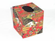 Tissue Box Cover with Black & White Mountains and Flowers paper