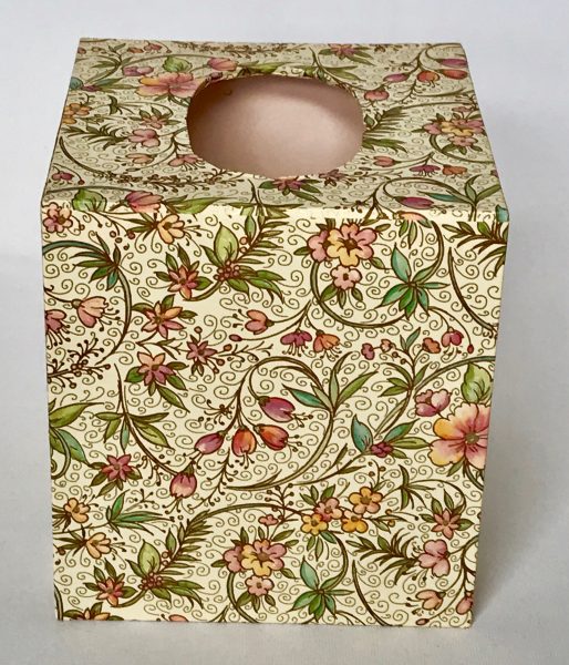 Tissue Box Cover with Pink Flowers and Vines paper from Florence, Italy