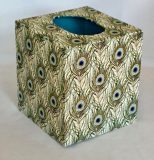 Tissue Box Cover with Peacock Feathers design paper
