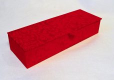 Flat Oblong Bow with Red Flowers & Vines Paper