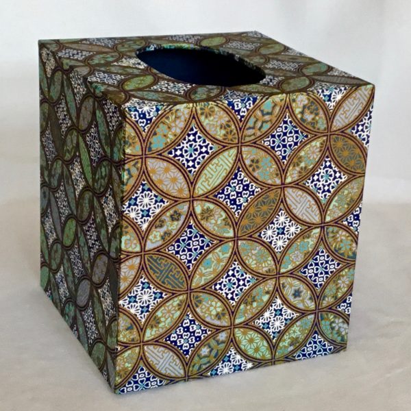 Tissue Box Cover with Geometric Circles Japanese paper.