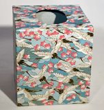 Tissue Box Cover with Cranes and Flowers Japanese paper