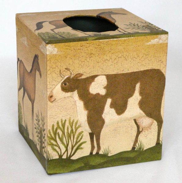 Tissue Box Cover with Farm Animals paper