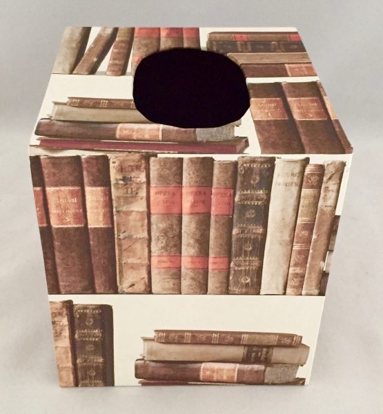 Tissue Box Cover with Old Books paper