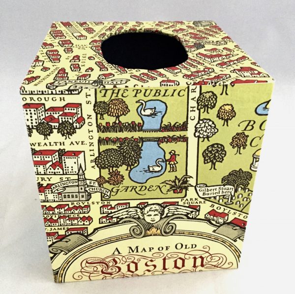 Tissue Box Cover with Boston Map paper