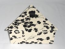 Triangular Box with Black Flowers on Cream colored paper
