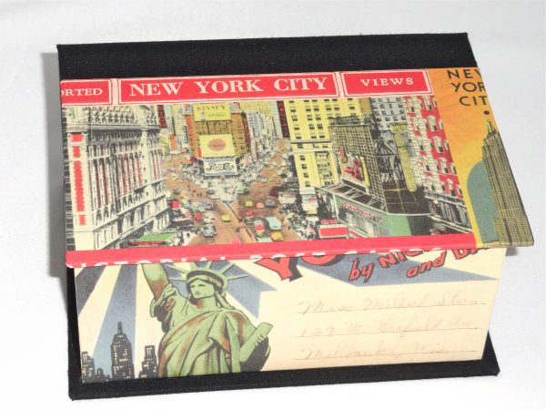 Square Box with Vintage New York City Postcards paper