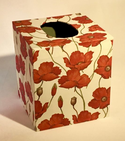 Tissue box cover with Poppies paper